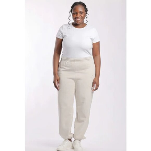 Lazypants Sweatpants High-waisted Wide Waistband Greyish Bone Women's Size L - Picture 1 of 15